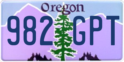 OR license plate 982GPT