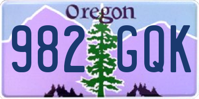 OR license plate 982GQK