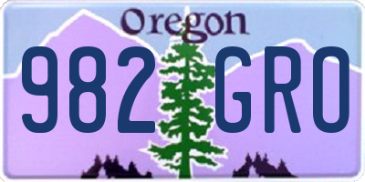 OR license plate 982GRO
