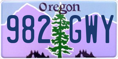 OR license plate 982GWY