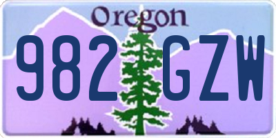 OR license plate 982GZW