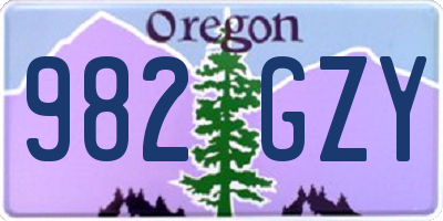 OR license plate 982GZY