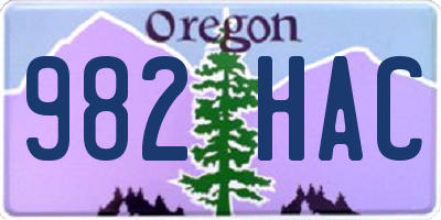 OR license plate 982HAC