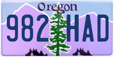OR license plate 982HAD
