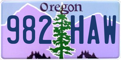 OR license plate 982HAW