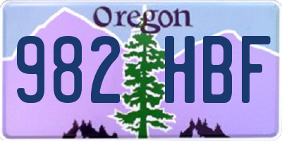 OR license plate 982HBF