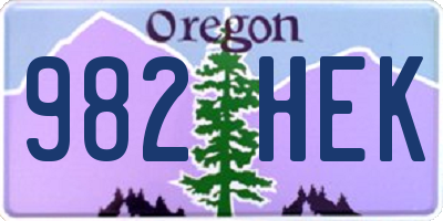 OR license plate 982HEK