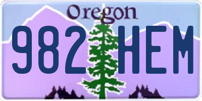 OR license plate 982HEM