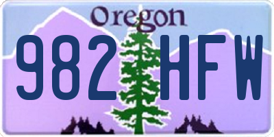 OR license plate 982HFW