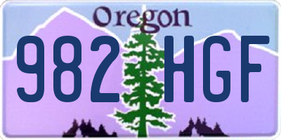 OR license plate 982HGF