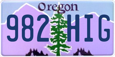 OR license plate 982HIG