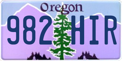 OR license plate 982HIR