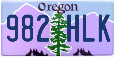 OR license plate 982HLK