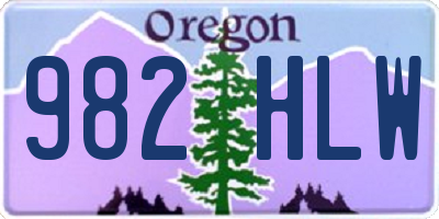OR license plate 982HLW