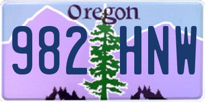 OR license plate 982HNW
