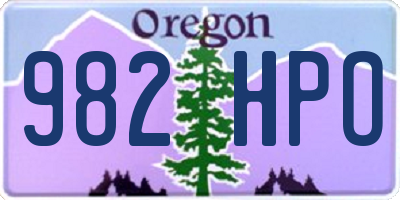 OR license plate 982HPO