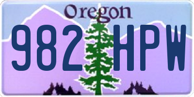 OR license plate 982HPW