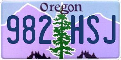 OR license plate 982HSJ