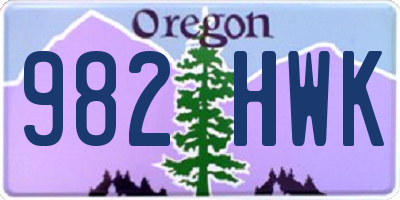 OR license plate 982HWK