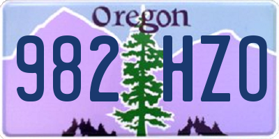 OR license plate 982HZO