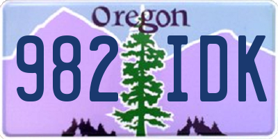 OR license plate 982IDK