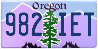 OR license plate 982IET