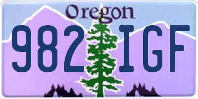 OR license plate 982IGF