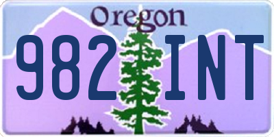 OR license plate 982INT