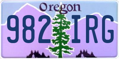 OR license plate 982IRG