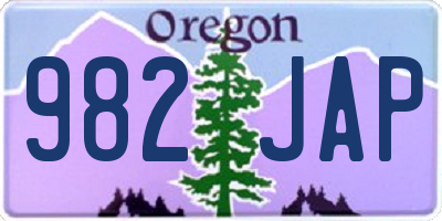 OR license plate 982JAP