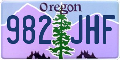 OR license plate 982JHF