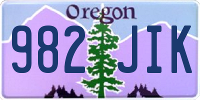 OR license plate 982JIK