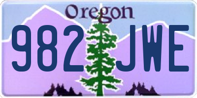 OR license plate 982JWE