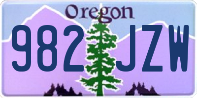 OR license plate 982JZW