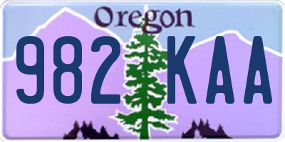 OR license plate 982KAA