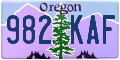 OR license plate 982KAF