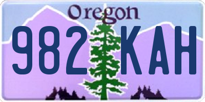 OR license plate 982KAH