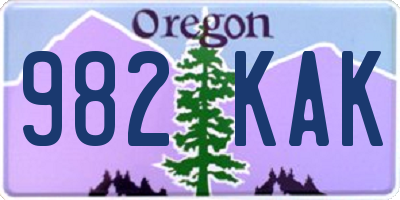 OR license plate 982KAK