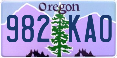 OR license plate 982KAO