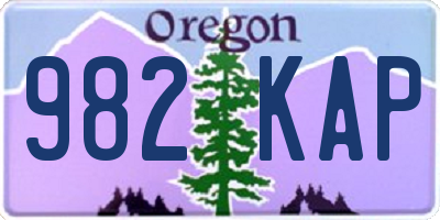 OR license plate 982KAP