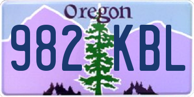 OR license plate 982KBL