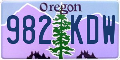 OR license plate 982KDW