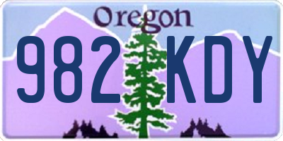 OR license plate 982KDY