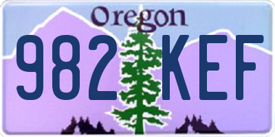 OR license plate 982KEF