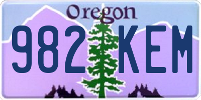 OR license plate 982KEM
