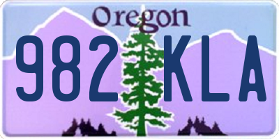 OR license plate 982KLA