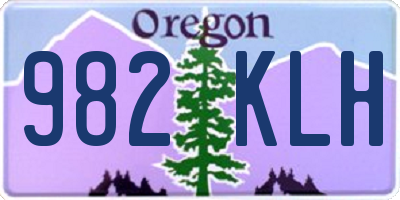 OR license plate 982KLH