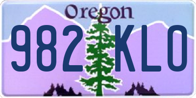 OR license plate 982KLO