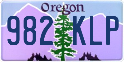 OR license plate 982KLP