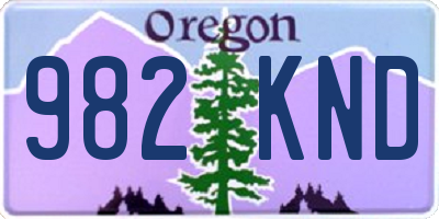 OR license plate 982KND